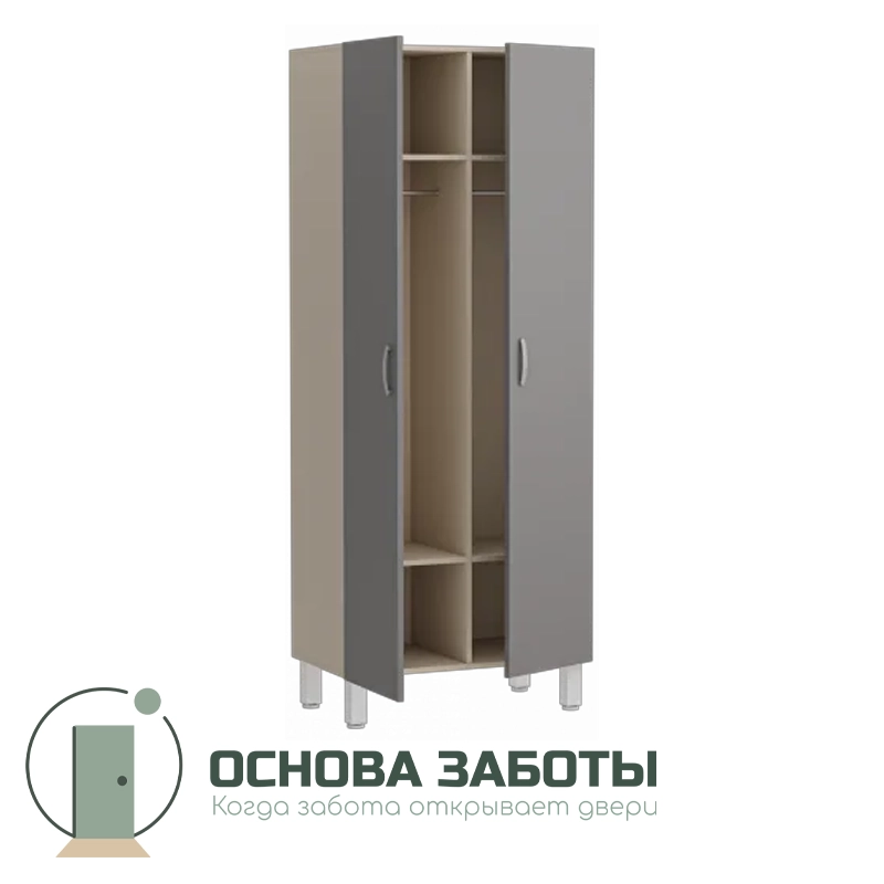 Шкаф медицинский двухстворчатый, М-ШП-80/45 (МДФ с пластиком, 4 полки)