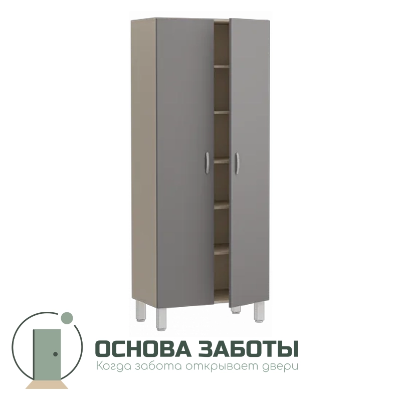 Шкаф медицинский двухстворчатый с 5-ю полками, Мл-ШП-80/45 (МДФ с пластиком)