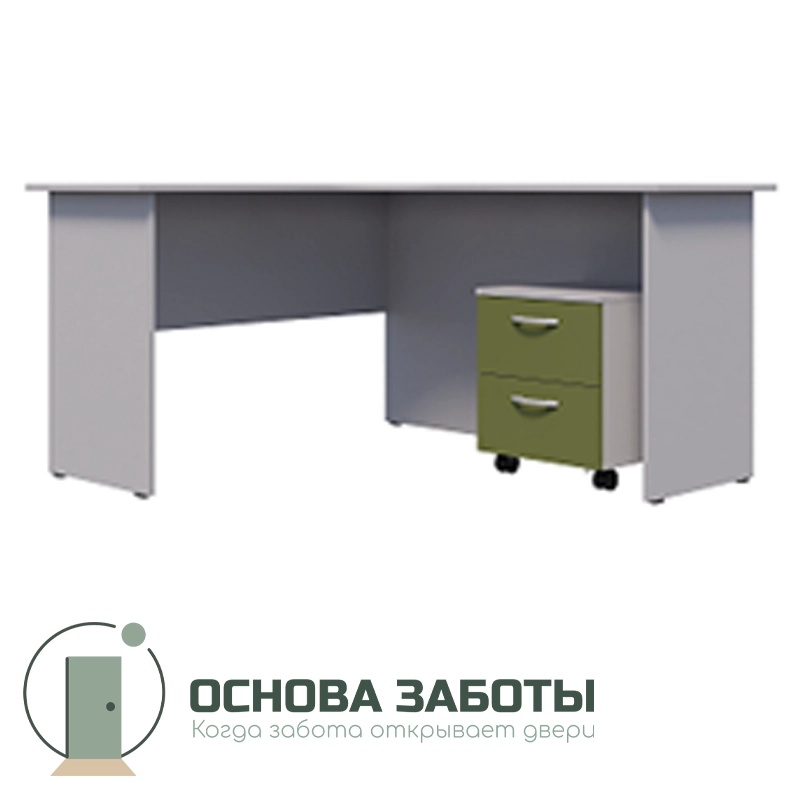 Стол письменный эргономичный с выкатной тумбой